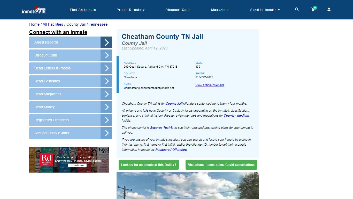 Cheatham County TN Jail - Inmate Locator - Ashland City, TN